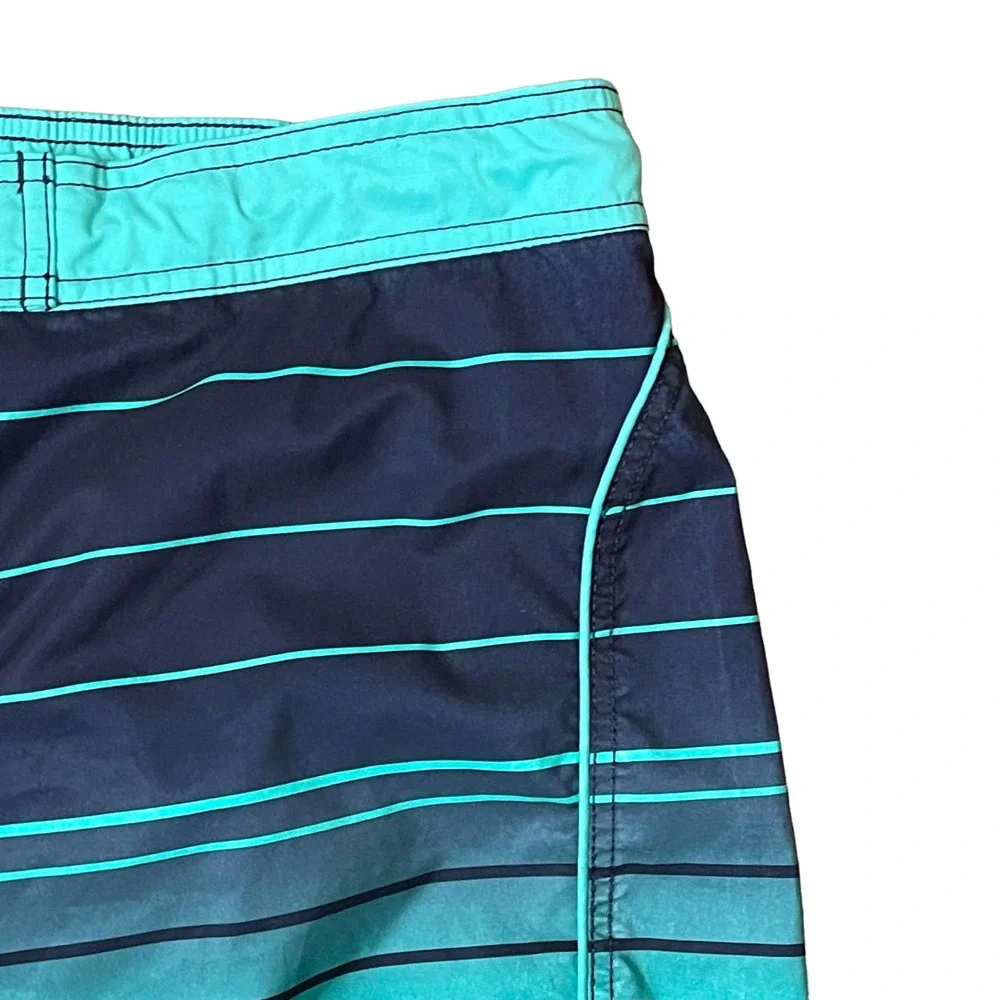 Roundtree & Yorke Swim Trunks Men Large Swimwear Board Short Striped Zip Pockets